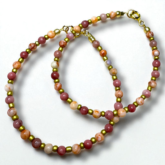 Rhodonite and red vein jasper