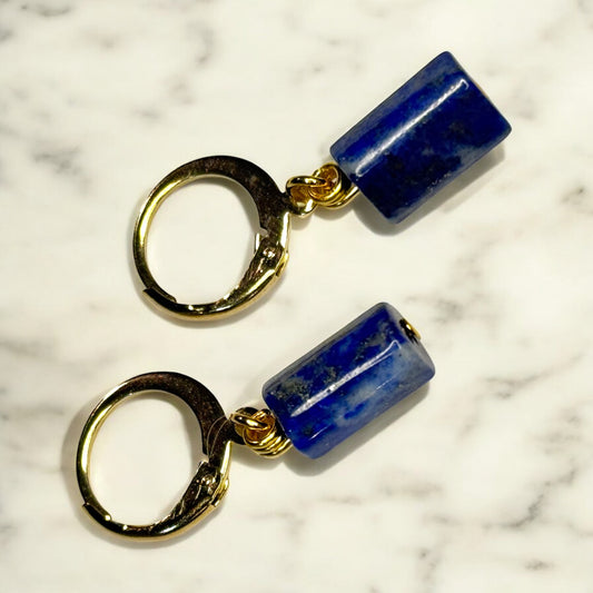 Golden lapis hoops
